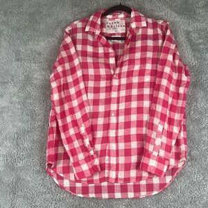 NICE!!Frank & Eileen Plaided Long Sleeve 100% Linen Shirt Women’s, Size XS